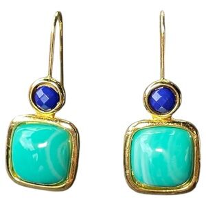 Elegant Gold and Turquoise Earrings